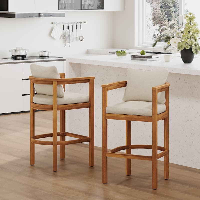 Christopher Knight Home - Lyona Acacia Wood Outdoor Bar Stool (Set of 2)