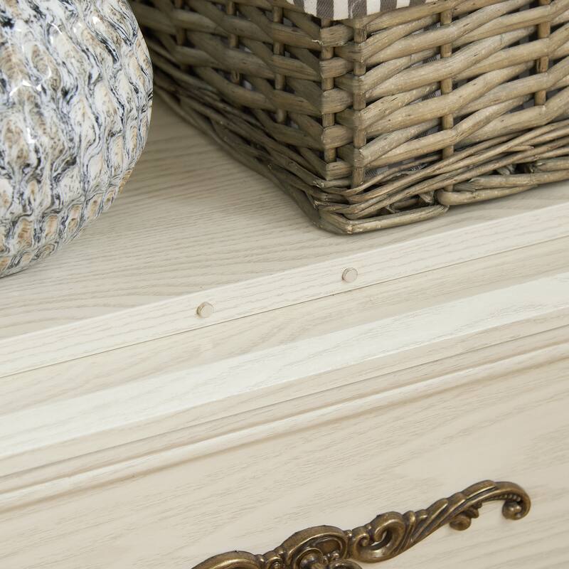 Anmytek 52 Tall Glass Display Curio Cabinet with LED Lights & Adjustable Shelves Whitewashed Farmhous