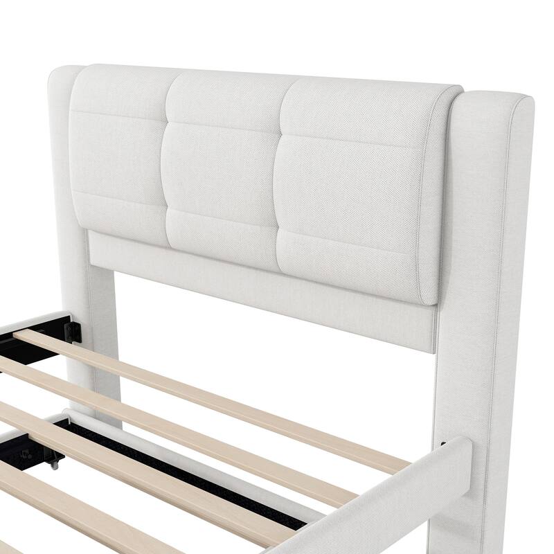 Roomfitters Full Size Upholstered Platform Bed with Convertible Trundle