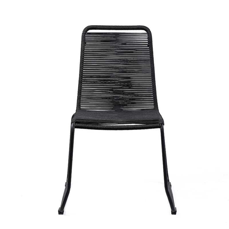 Set of Two 23" Black Metal Outdoor Dining Chair