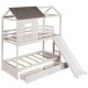 preview thumbnail 6 of 16, House-Shaped Twin Over Twin Bunk Bed with Slide, Storage Drawers, and Full-Length Guardrails