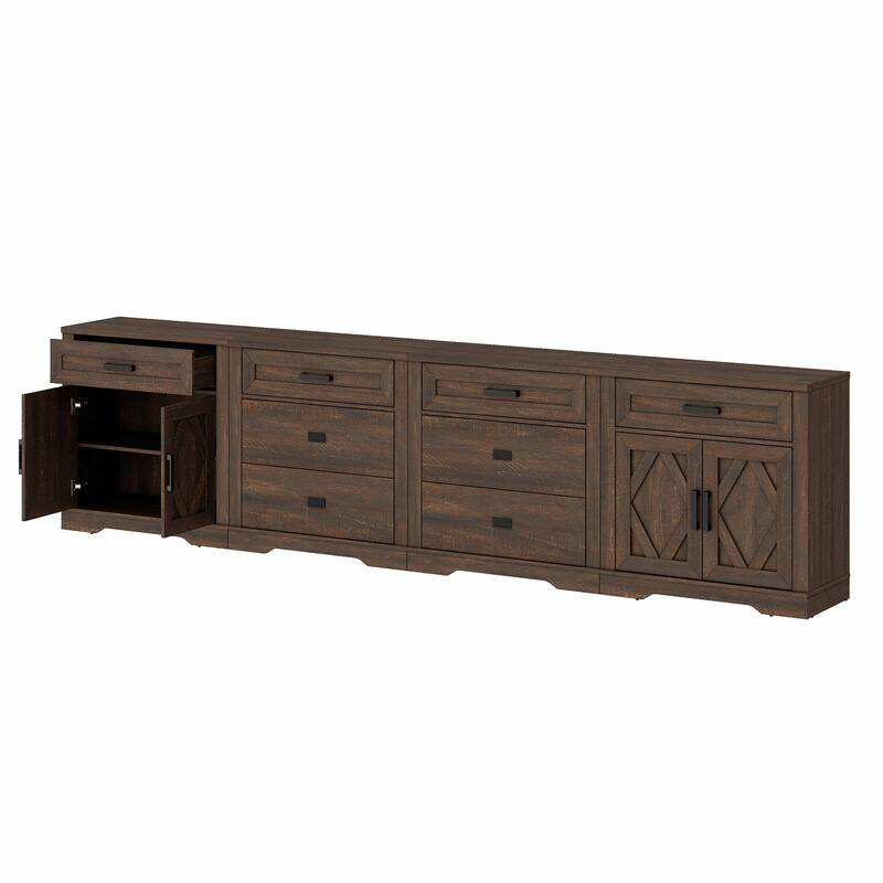 Large TV Stand,3/4-in-1 Farmhouse TV Console Table with Storage Barn Door Cabinet