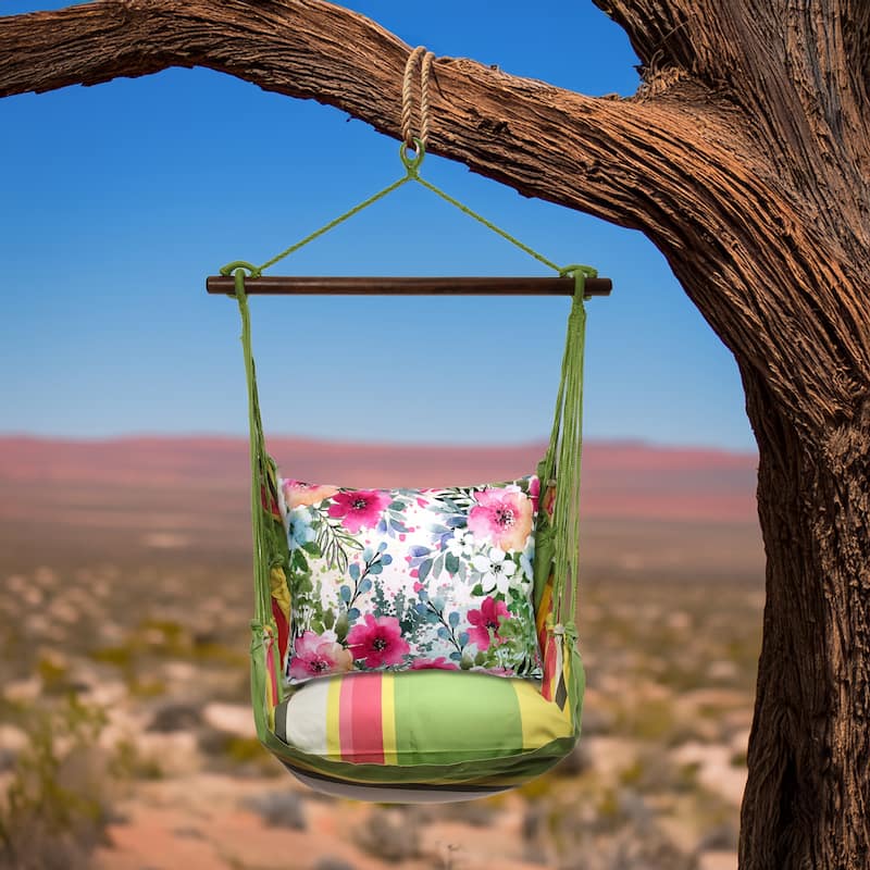 Magnolia Casual Swing Set 4 piece - Fresh Lime Stripe w/ Meadow Dance 1