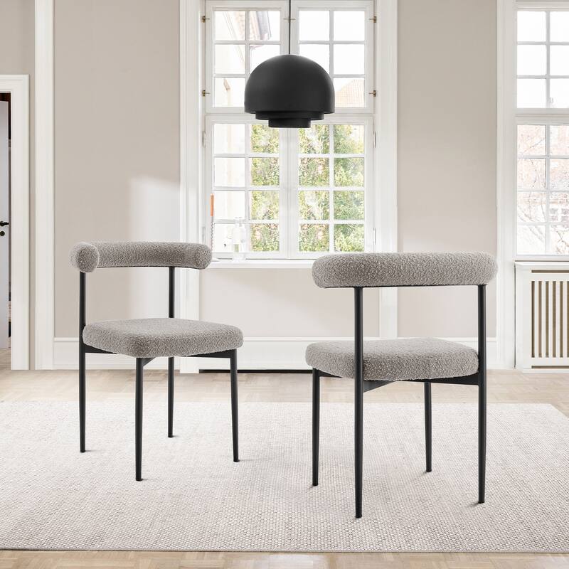 Shannon Upholstered Curved Back Barrel Kitchen Dining Chairs - Set of 2 - Thundercloud Gray