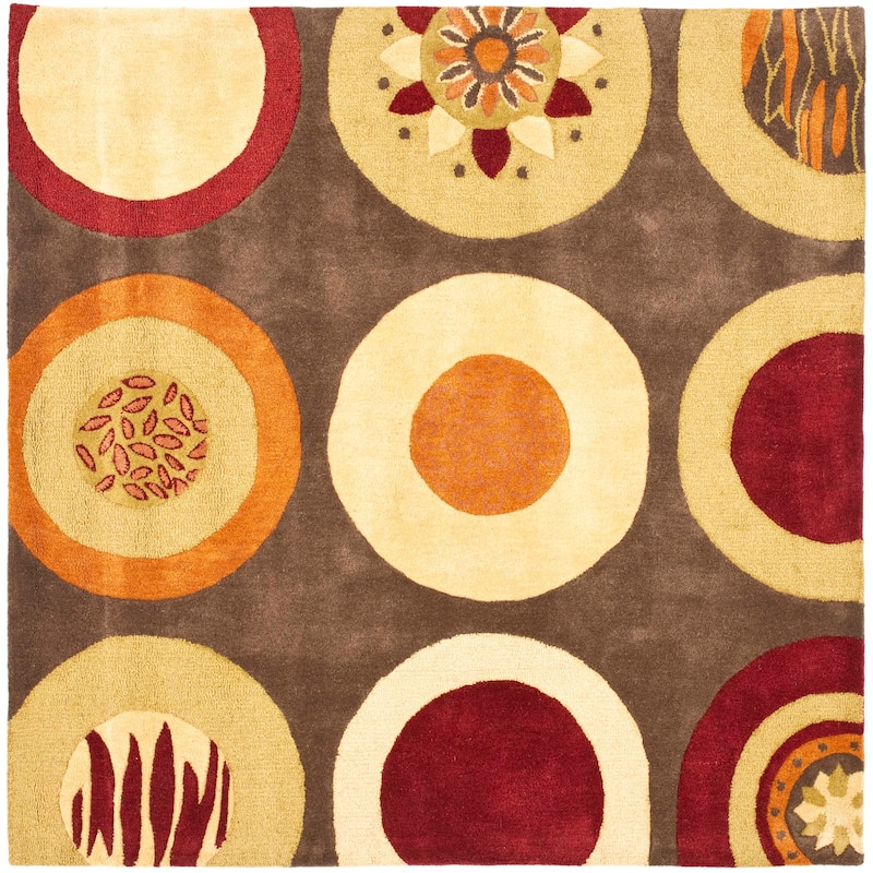 SAFAVIEH Handmade Soho Lynsey N.Z. Wool Rug - 6' Square - Brown/Multi