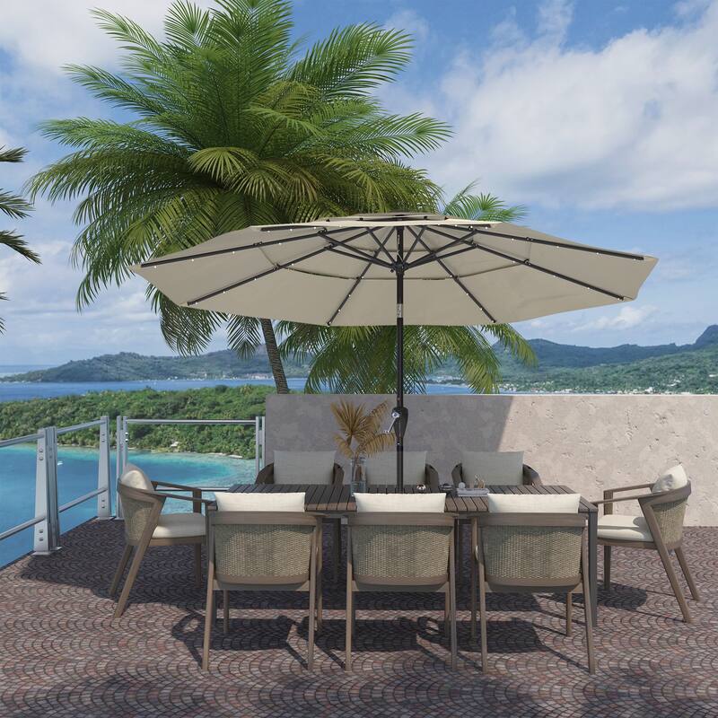 Clihome 11-Ft Outdoor Umbrella Patio UV Protection Umbrella Without Base - Tan