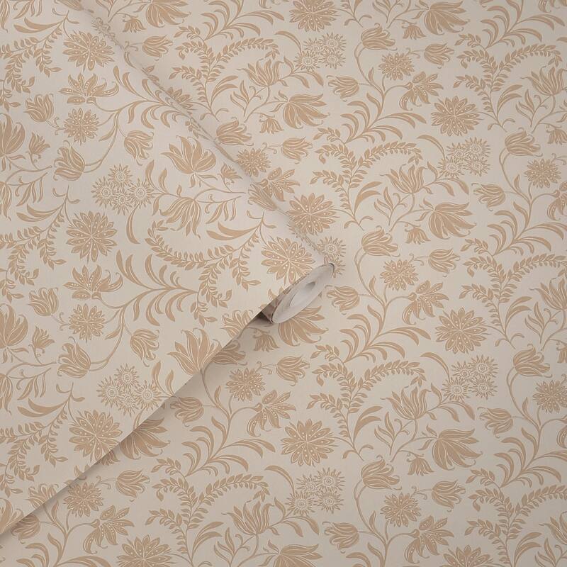 Laura Ashley Hemingway Caramel Wallpaper