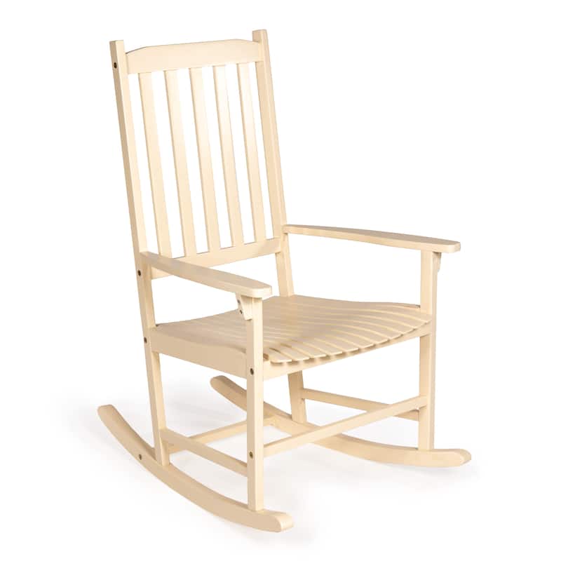 Parker Farmhouse Classic Slat-Back 350-LBS Support Acacia Wood Outdoor Rocking Chair, by JONATHAN Y