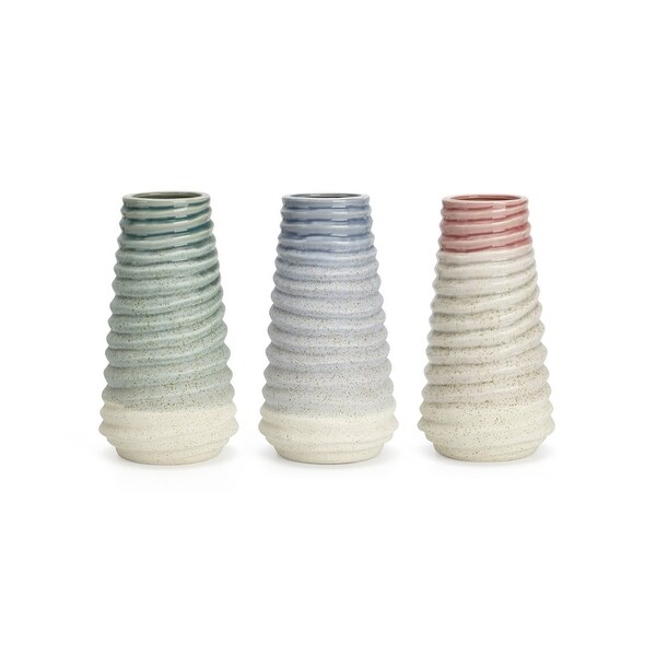 Decorative Glazed Ceramic Vases ortment of 3 Multicolor