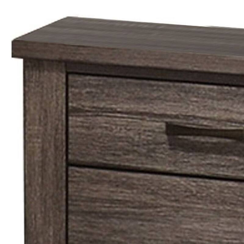 Oak Gray 2 Drawer 16 in. W Nightstand with Bar Metal Handles