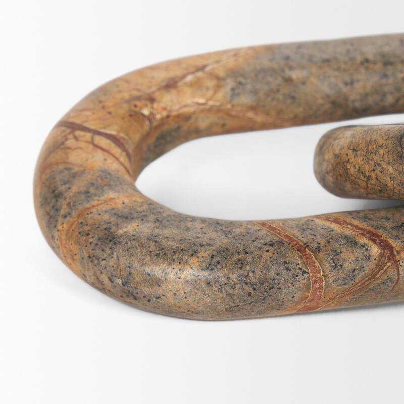 Reinir Red-Brown Marble Chain Link Decorative Object - 14.0L x 4.0W x 0.9H