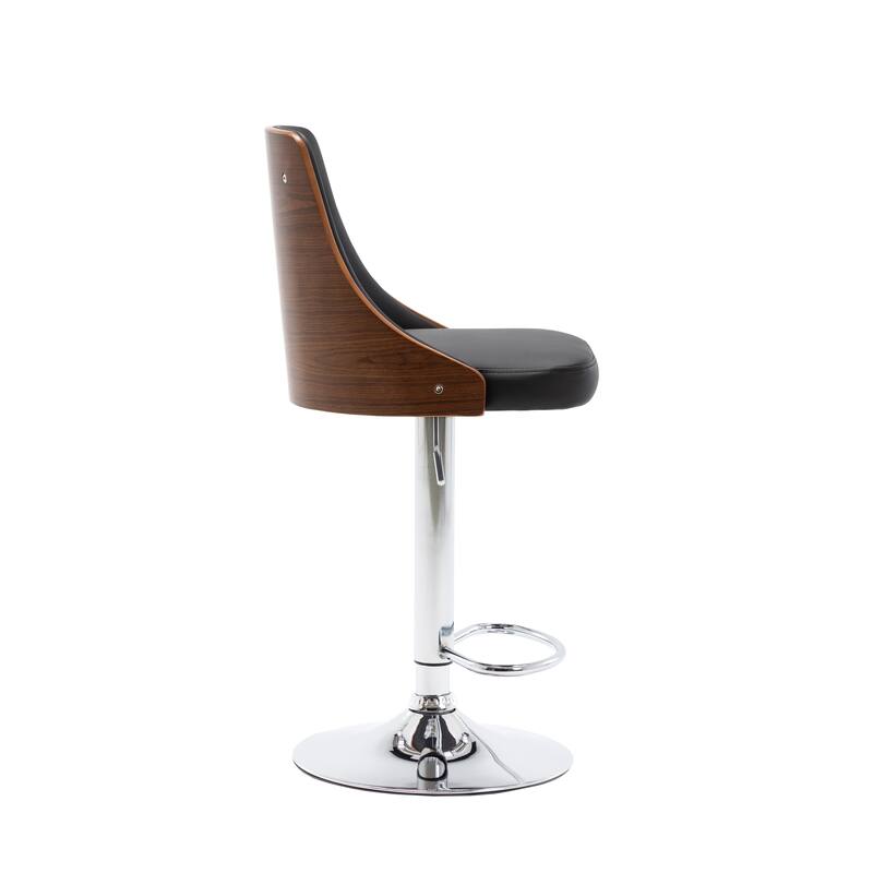Porthos Home Trey Bar Stool, PU Leather, Chrome Base