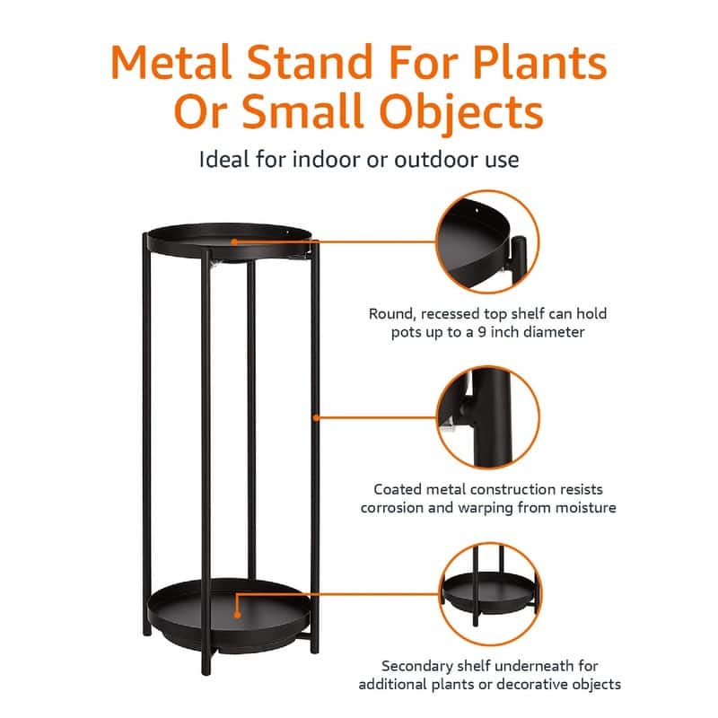 Two-Tier Metal Metal Round Plant Stand - 10.39 x 10.39 x 23.2 inches
