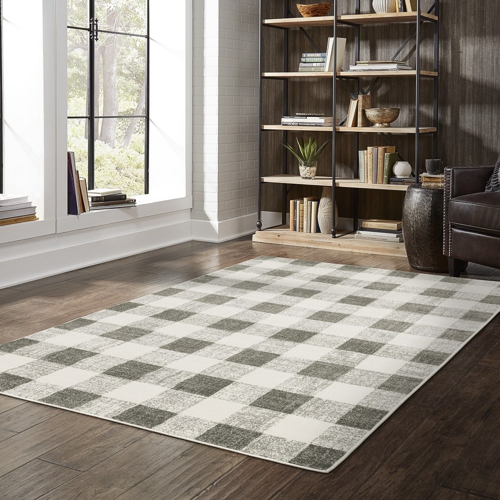 Arwen Distressed Gingham Plaid Area Rug