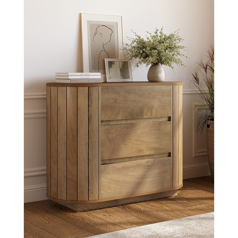 Oversized Wood Nightstand, Night Stand with 3 Drawers, End Table Modern Dresser for Living Room, Bedroom, Entryway