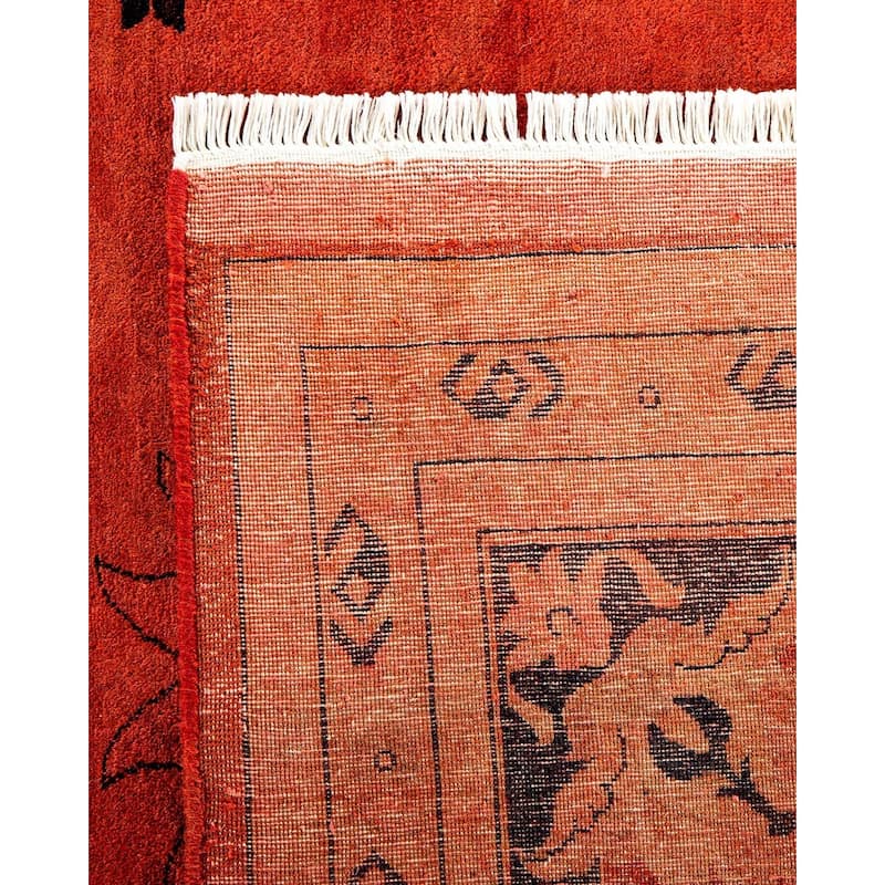 Overton Hand Knotted Wool Vintage Inspired Modern Contemporary Overdyed Red Area Rug - 9' 1" x 12' 2"