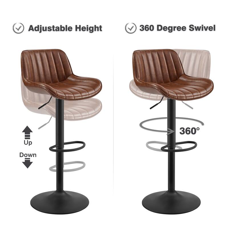 Art Leon Adjustable Height Swivel Barstool, Set of 2