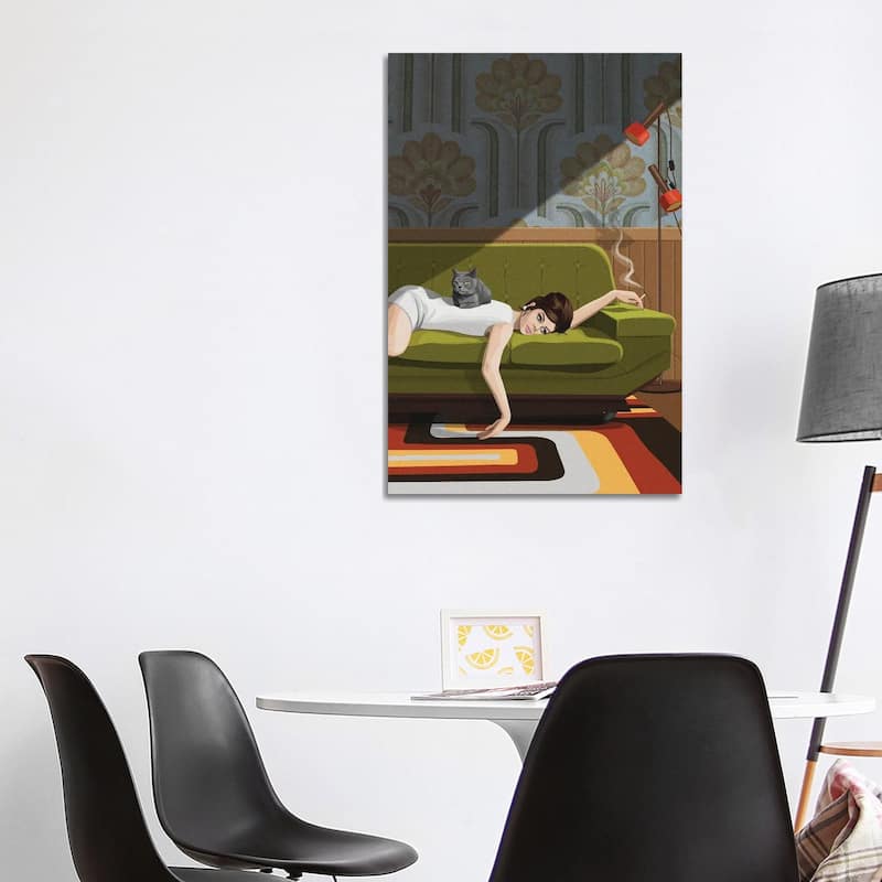 iCanvas "Waiting Game" by Artcatillustrated Canvas Print - 40x26x1.5