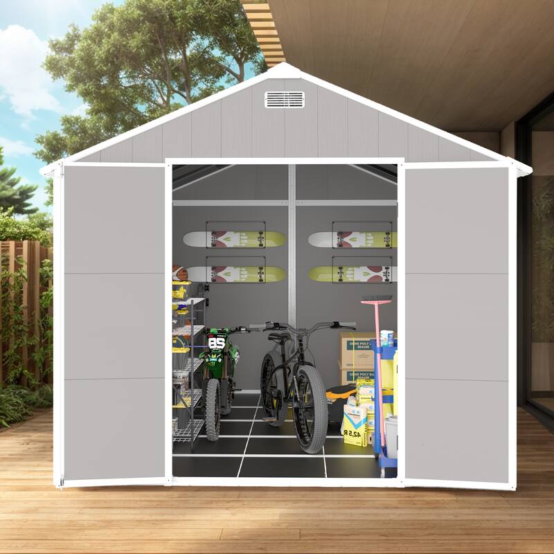Outdoor Durable Plastic Garden Shed with HD Windows & Waterproof, UV-Resistant Storage Shed Tool Shed for All Seasons