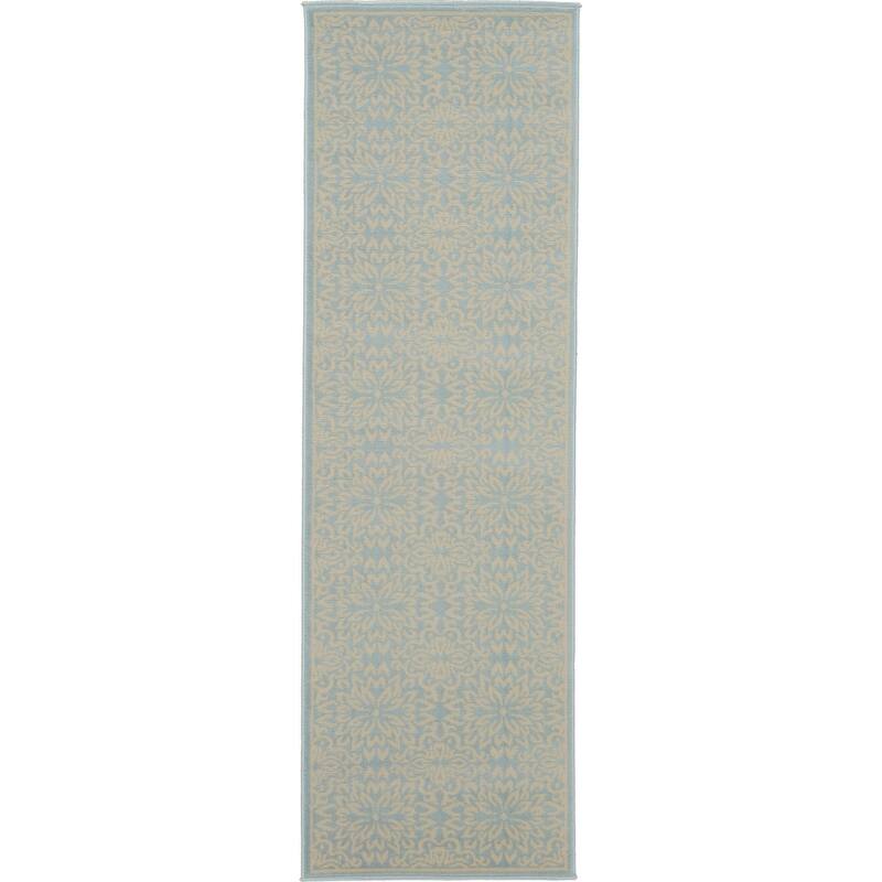 Nourison Jubilant Floral Medallion Area Rug - 2' 3" x 7' 3" - Light Blue