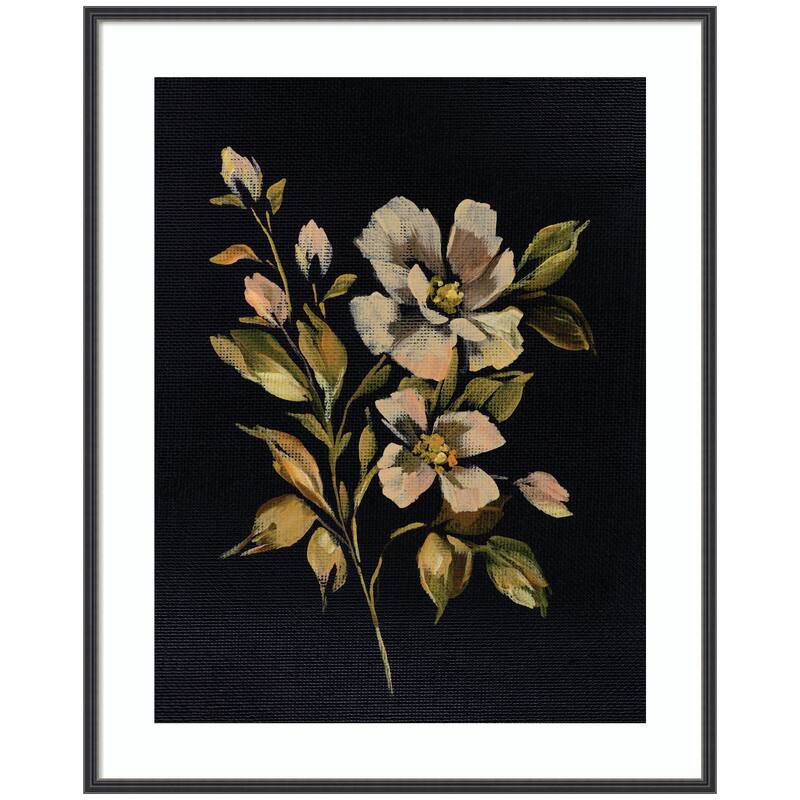 Kate and Laurel Framed Art Moody Floral 7 by Annie Quigley - 33x41 - Black
