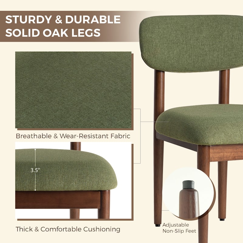 Modern Upholstered Dining Chair with Solid Wood Legs Side Chair for Kitchen Dining Room Living Room (Set of 2)