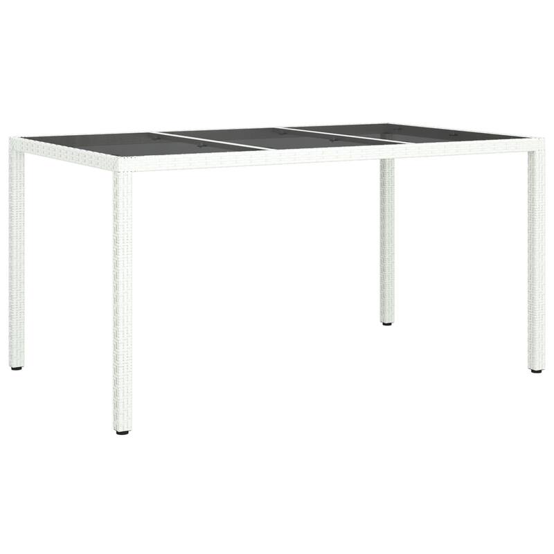 vidaXL Patio Table Tempered Glass and Poly Rattan Table 35.4"/59" Multi Colors