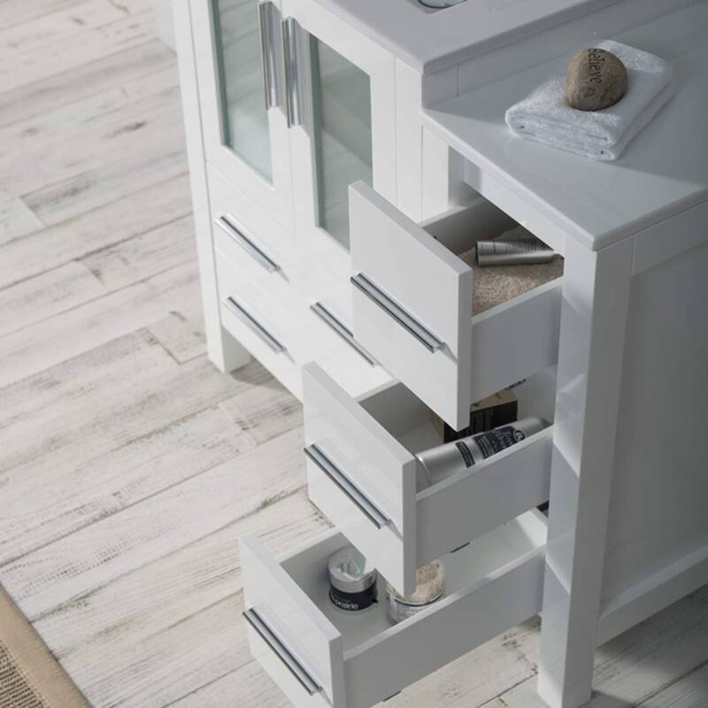 Blossom 36" Solid Wood Bathroom Vanity w/ Ceramic Sink & Side Cabinet