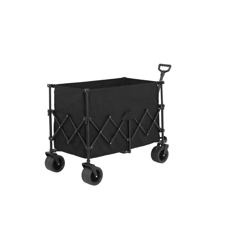 220lbs Weight Capacity Heavy Duty 300L Folding Utility Foldable Extended Wagon with All-Terrain Beach Wheels & Drink Holders