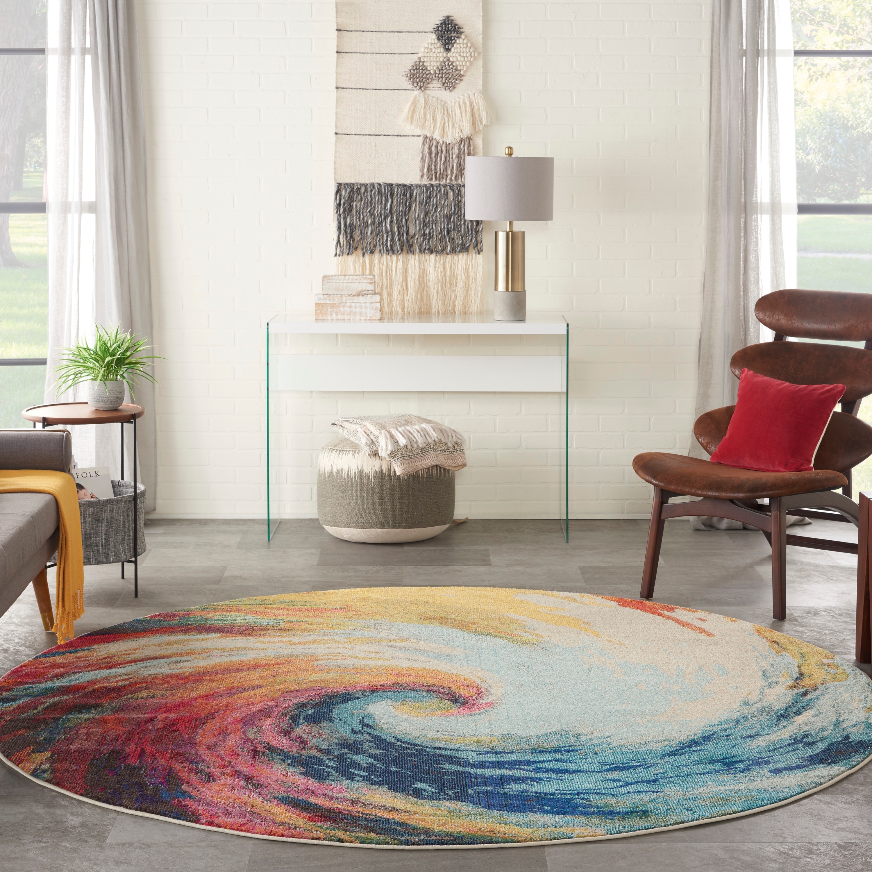 Nourison Celestial Abstract Modern Multicolored Colorful Wave Area Rug