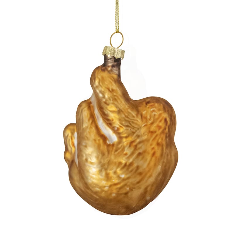 Sloth with Bamboo Glass Christmas Ornament - 4" - Gold