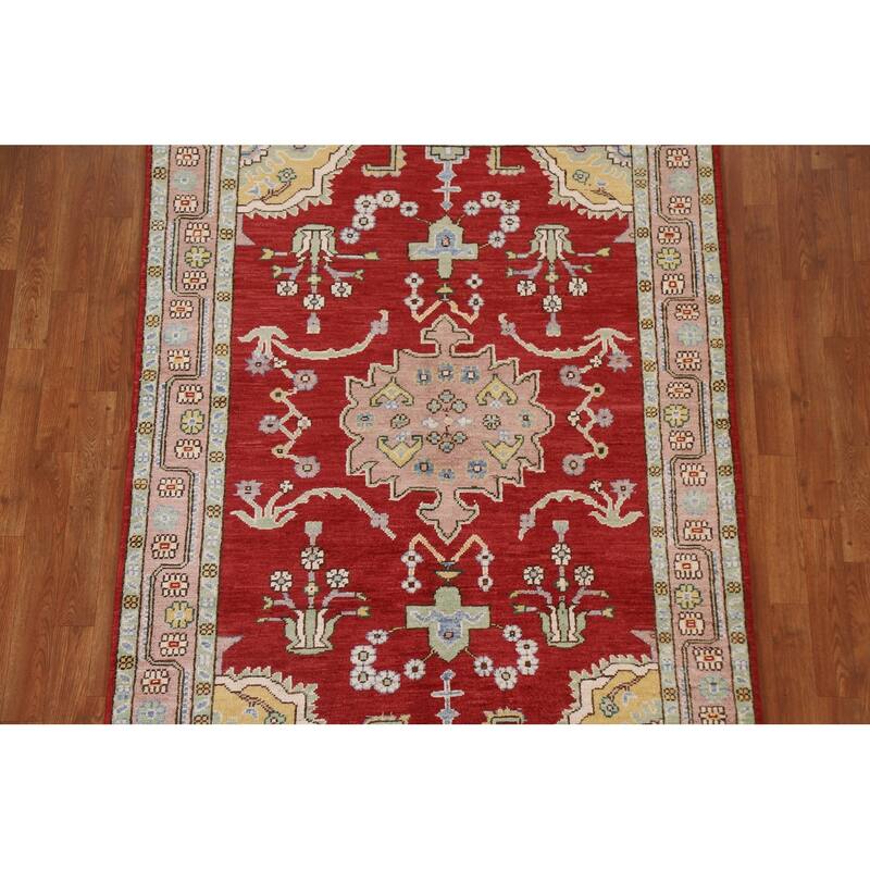 Oushak Turkish Area Rug Hand-knotted Wool Carpet - 4'6"x 6'1"
