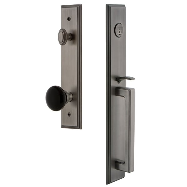 Grandeur CARDGRCOV_ESET_238 Carre Solid Brass Rose Keyed Entry Single Cylinder Full Plate 'D' Grip Handleset with Coventry Knob