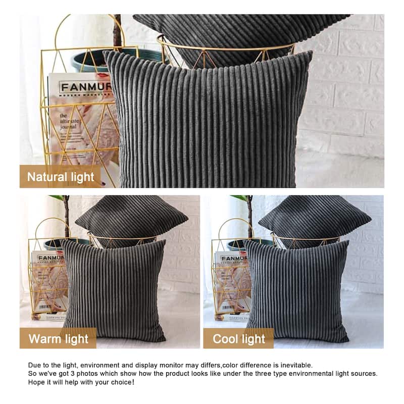 Corduroy Throw Pillow Striped Pillow for Couch Set of 2