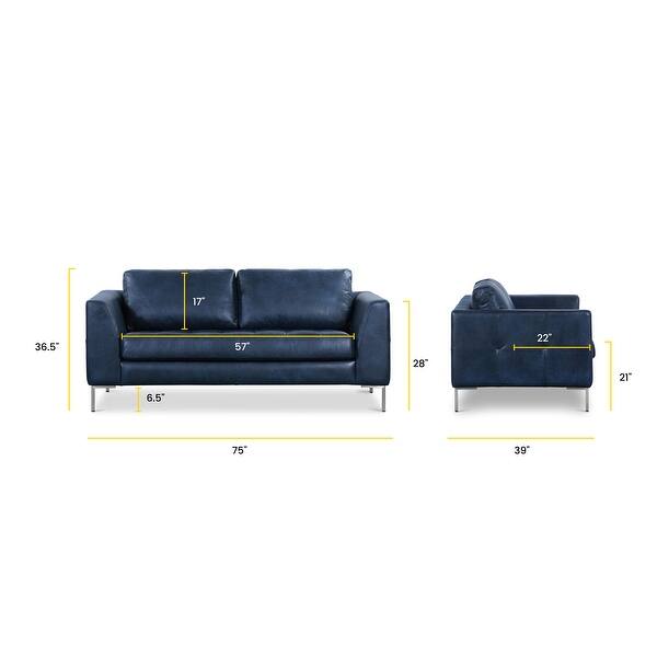 dimension image slide 8 of 12, Poly & Bark Calle 75" Genuine Italian Leather Apartment Sofa