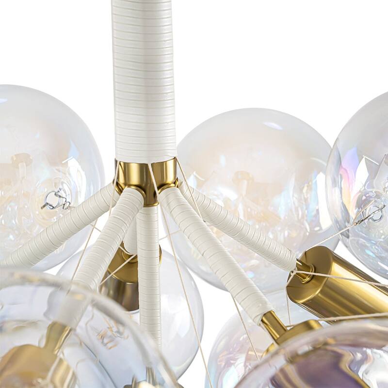 Modern Pearlescent Bubble Glass Semi Flush Mount Light 24.8 in Brass