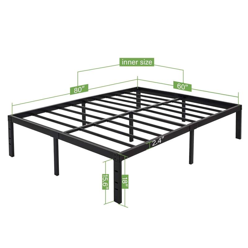 18 Inch Maximum Storage Bed Frame/Reinforced Platform /3500lbs Heavy Duty/Easy Assembly/Mattress Foundation/Steel Slat, Queen