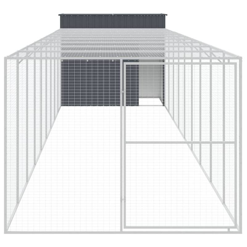 vidaXL Dog House with Run Light Gray/Anthracite multisize Galvanized Steel