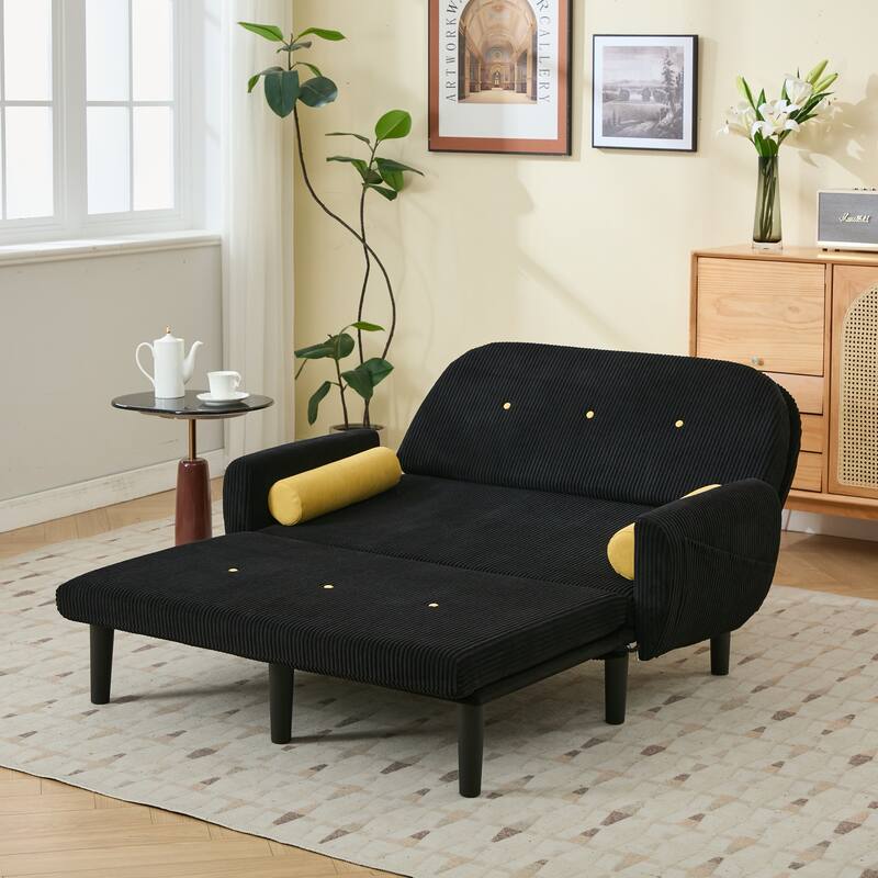 Velvet Sofa Bed, Loveseat with Adjustable Backrest, Sleeper Sofa Daybed with Built-In USB Port