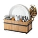 preview thumbnail 1 of 5, Bamboo Utensil Holder with 4 Compartments & Metal Tray, Wooden Silverware Caddy for Party Picnic Camping. - Beige Beige