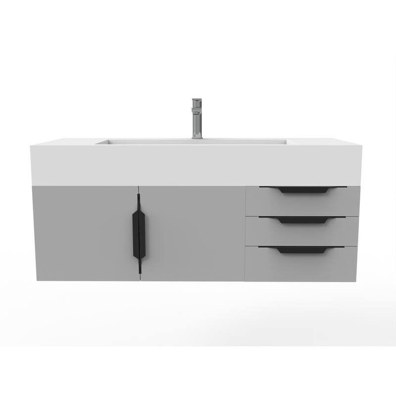 Nile 48" Wall Mounted Bathroom Vanity Set w/ White Top
