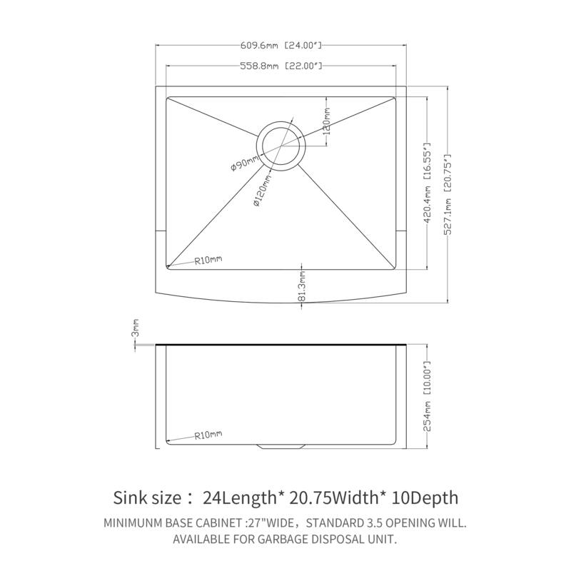 Farmhouse 16 Gauge Single Bowl Stainless Steel Kitchen Sink