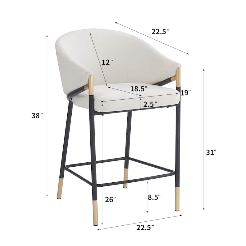 Christopher Knight Home - Soleil Modern 26" Seat Height Bar Stool with Curved Armrests & Gold Accents