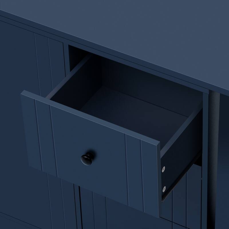 Wooden Sideboard with Extendable Table, Multifunctional Storage Cabinet with 2 Doors and 3 Drawers for Living Room