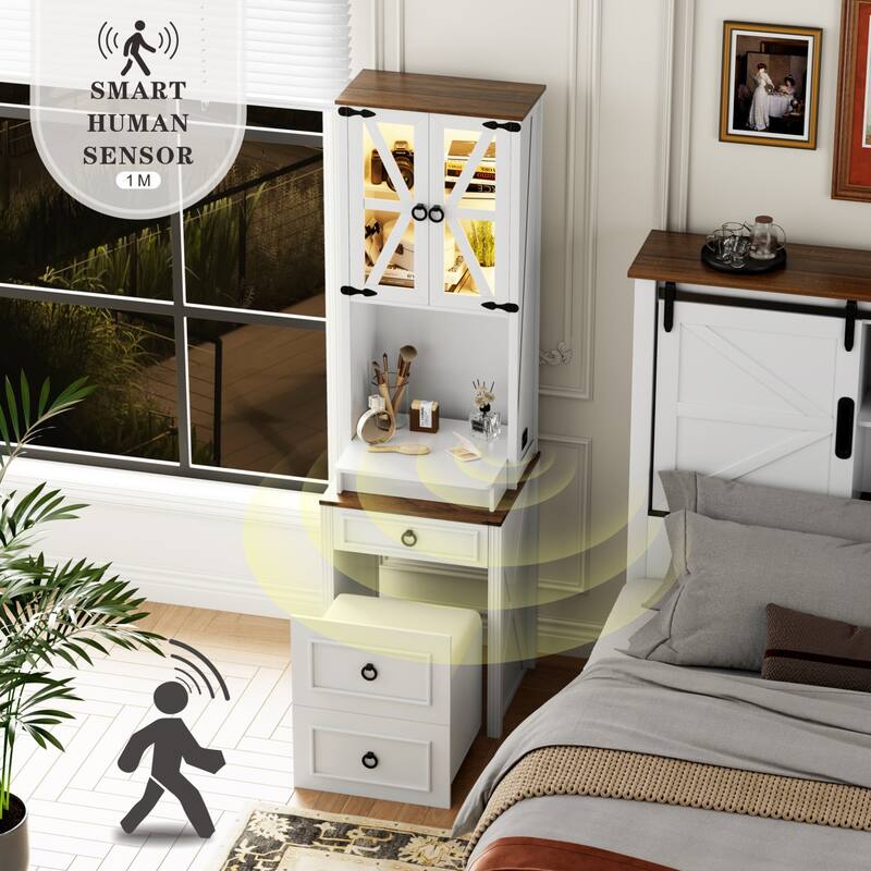 Makeup Vanity with Led Light and Hidden Storage