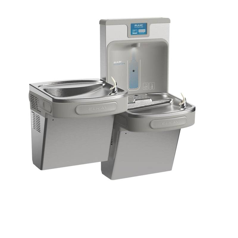 Elkay LZSTL8WS-PF ezH2O Bi-Level Wall Mounted Drinking Fountain with - Stainless Steel