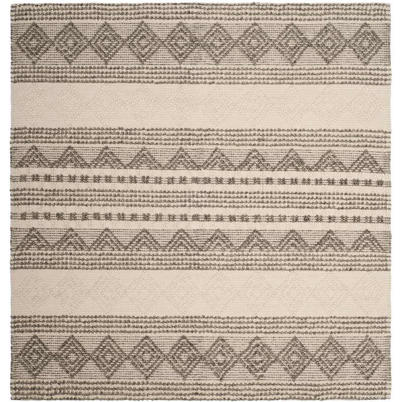 SAFAVIEH Handmade Natura Annedorte Wool Rug - 6' Square - Grey/Ivory - Square