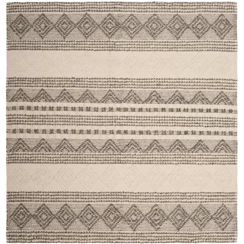 SAFAVIEH Handmade Natura Annedorte Wool Rug - 6' x 6' Square - Grey/Ivory