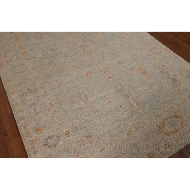 Turkish Oushak Vegetable Dye Area Rug Handmade Wool Carpet - 5'0"x 6'10"