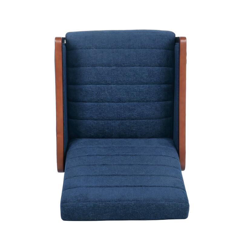 Mid-Century Modern Pushback Recliner with Channel Stitching and Birch Wood Frame